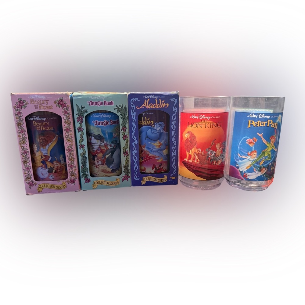 Walt Disney Classic Collector Series Coca Cola Glasses Lot 5 1990s